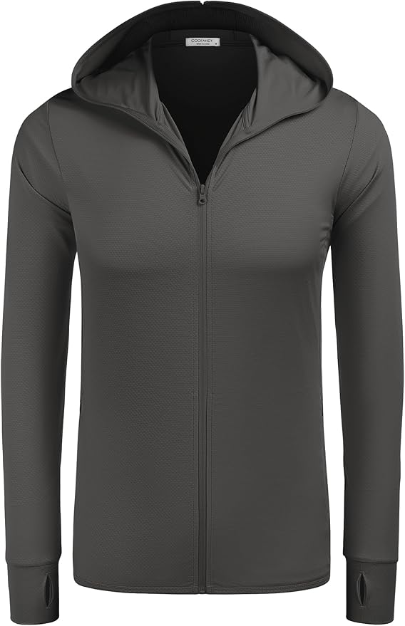 COOFANDY Men Full Zip UPF 50 Sun Protection Hoodie Jacket Long Sleeve Lightweight Breathable UV Shirts with Pockets