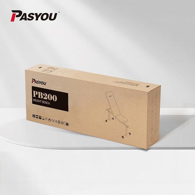 PASYOU Flat Weight Bench, Adjustable Strength Training Bench, Workout Bench for Home Gym, Multifunctional Exercise Bench
