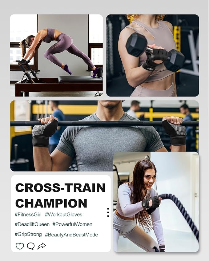 Trideer Weight Lifting Gloves for Women Men with Wrist Support, Workout Gloves Women Full Palm Protection for Gym Training, Fitness, Weightlifting & Pull Ups