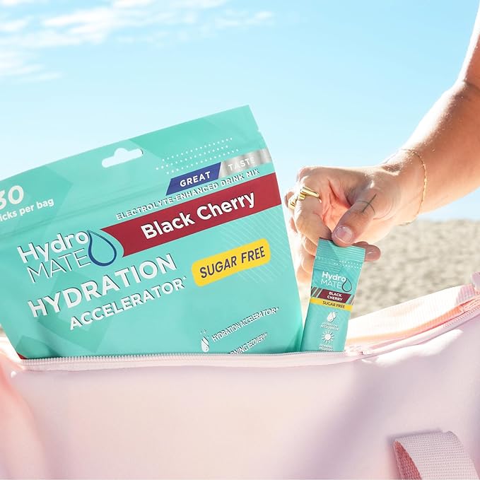 Electrolyte Powder Sugar-Free Hydration Packets Black Cherry HydroMATE 16 Sticks