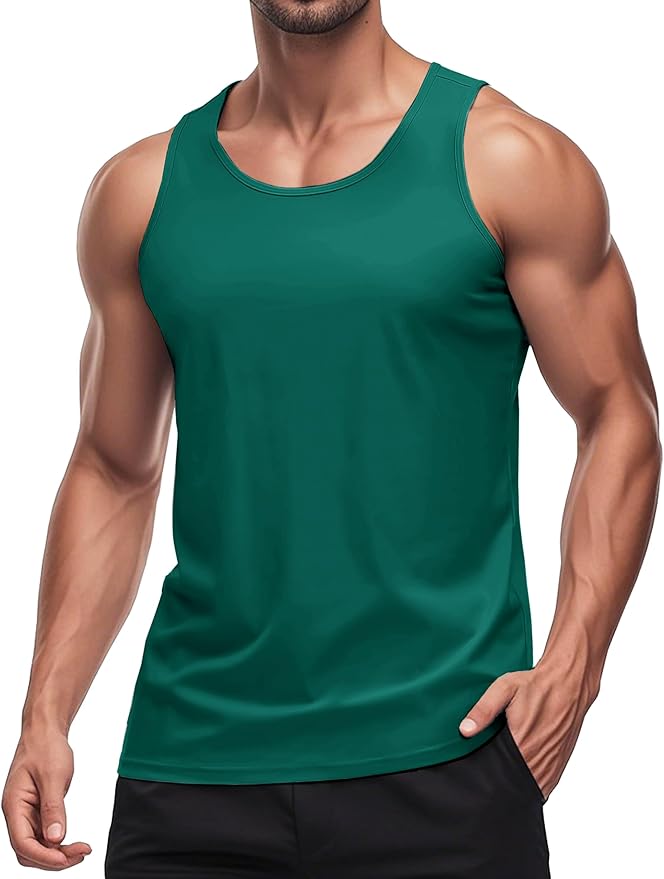 MAGCOMSEN Men's UPF 50+ Tank Top Quick Dry Summer Workout Muscle Sleeveless Shirts for Swim Beach Bodybuilding