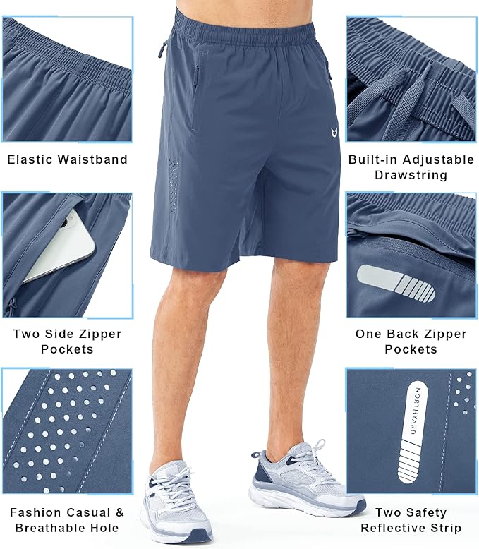NORTHYARD Men's Athletic Running Shorts Quick Dry Workout Shorts 7"/ 5"/ 9" Lightweight Sports Gym Basketball Tennis Hiking