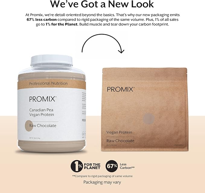 ProMix Nutrition Plant-Based Vegan Protein Powder, Raw Chocolate - Pea Protein & Vitamin B-12 - ­Post Workout Fitness & Nutrition Shakes, Smoothies, Baking & Cooking Recipes - 5 Pound (Pack of 2)