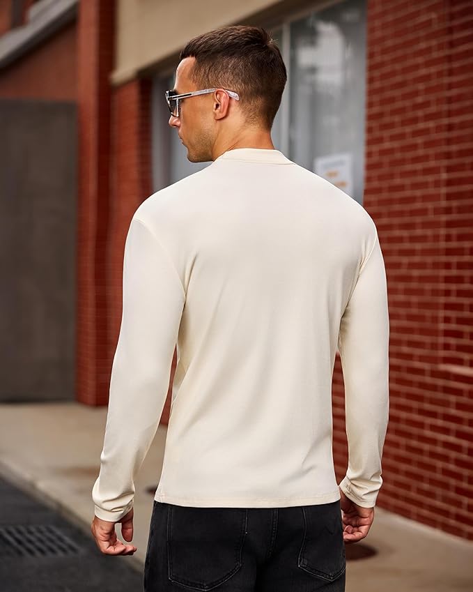 Mens Casual Mock Turtleneck Long Sleeve Basic Lightweight Slim Fit Pullover Tops Ribbed Thermal Undershirts