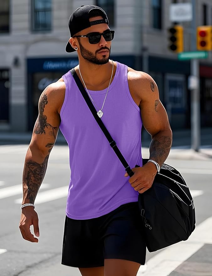 MAGCOMSEN Mens Workout Tank Tops Undershirt Cotton Muscle Athletic Sleeveless Shirts for Gym