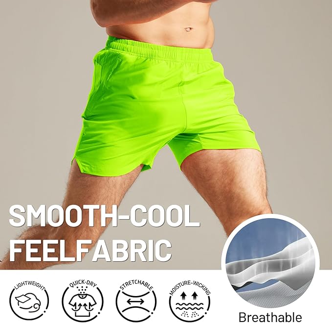 MIER Men's Workout Running Shorts Quick Dry Active 5 Inches Shorts with Pockets, Lightweight, Breathable
