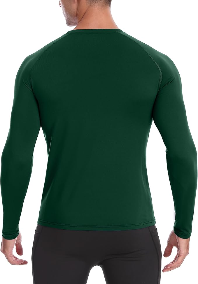 Mens Thermal Compression Shirts, Warm Long Sleeve Fleece Lined Tops Athletic Base Layer for Running Cold Weather