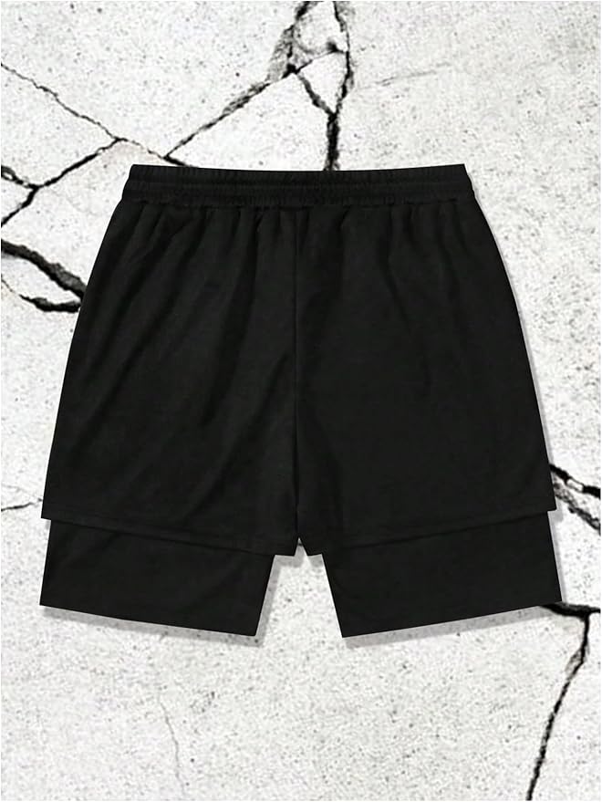 Men's Graphic Shorts with Liner Cross Print Drawstring 2 in 1 Gym Track Bottoms