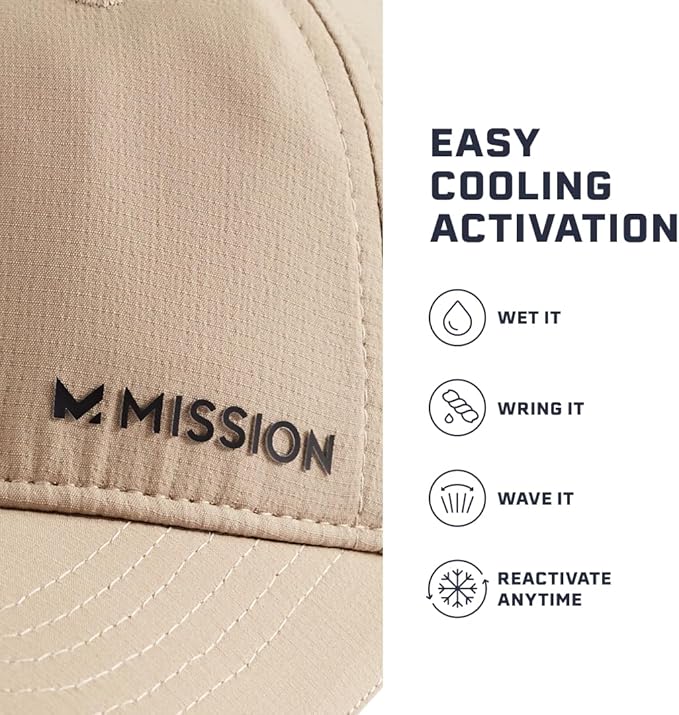 MISSION Cooling UPF Performance Hat - Unisex One Size Cap for Workouts, Golf & Running - Sweat & Water Activated Technology