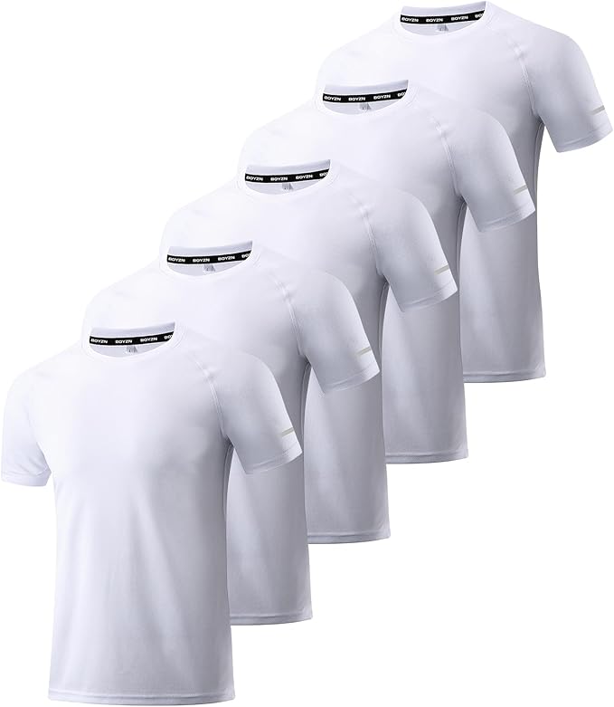 Boyzn 1, 3, 5 or 7 Pack Men's Workout Running Shirts, Dry Fit Moisture Wicking T-Shirt, Gym Athletic Short Sleeve Tee Shirts