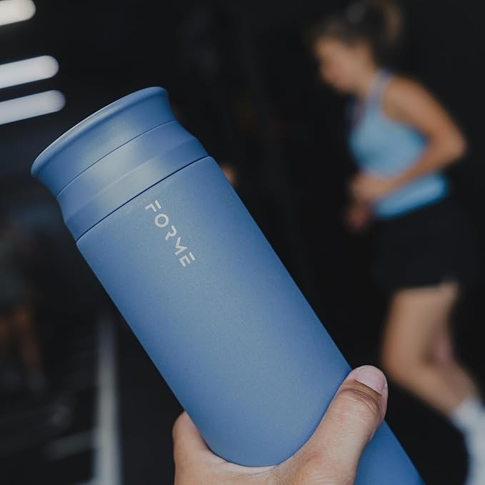 FORME - Shaker, 700ml Stainless Steel Protein Shaker, Double Walled Vacuum Insulated, Cold and Hot Drinks, Silent & Leak Proof, Fits Most Cup Holders (Slate Blue)
