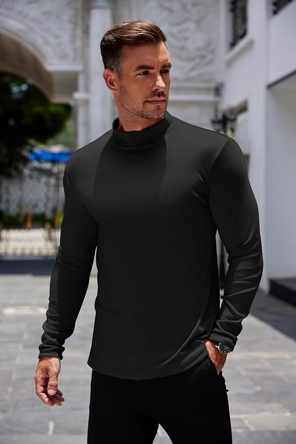 COOFANDY Mens Mock Turtleneck Long Sleeve Shirts Basic Thermal Turtle Neck Undershirt Lightweight Pullover Sweaters Top