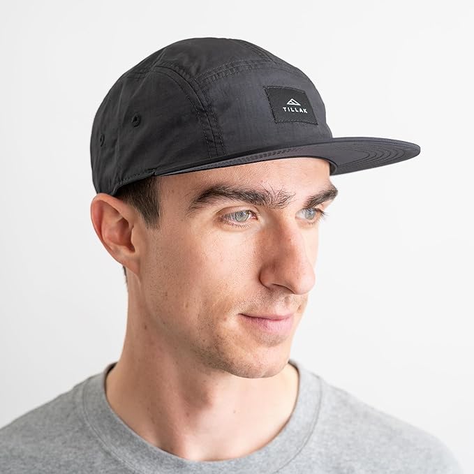 Tillak Wallowa Camp Hat, Lightweight Nylon 5 Panel Cap with Snap Closure