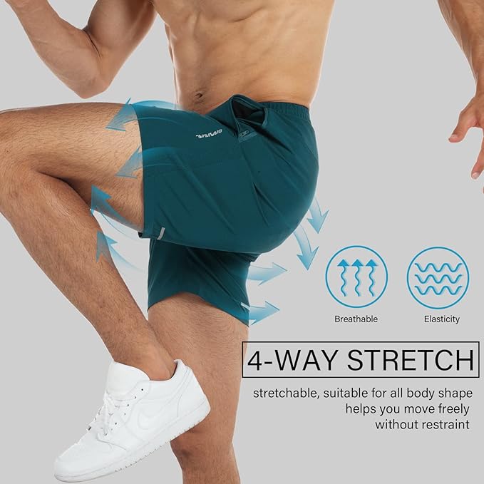 Men's Running Shorts 6" Quick Dry Gym Athletic Workout Shorts for Men with Pockets