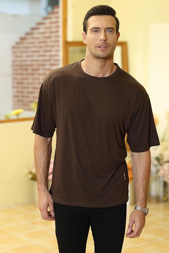 Men's Oversized Workout T-Shirts Lightweight Quick Dry Short Sleeve Tshirts Crew Neck Loose Fit Athletic Tops