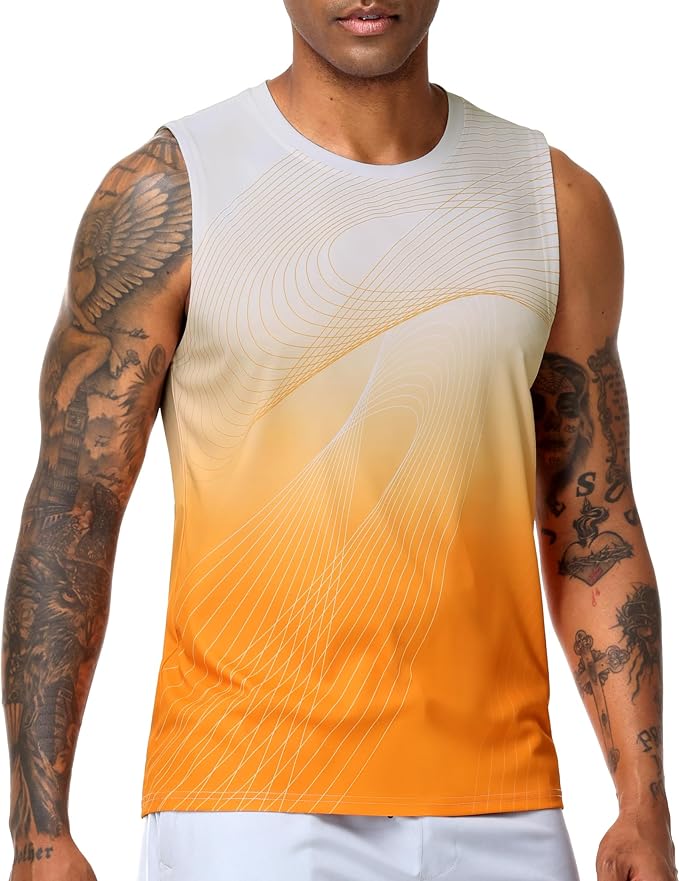 MIER Men's Workout Tank Tops UPF 50+ Swim Shirts Quick Dry Running Sleeveless UV Protection Muscle Tees