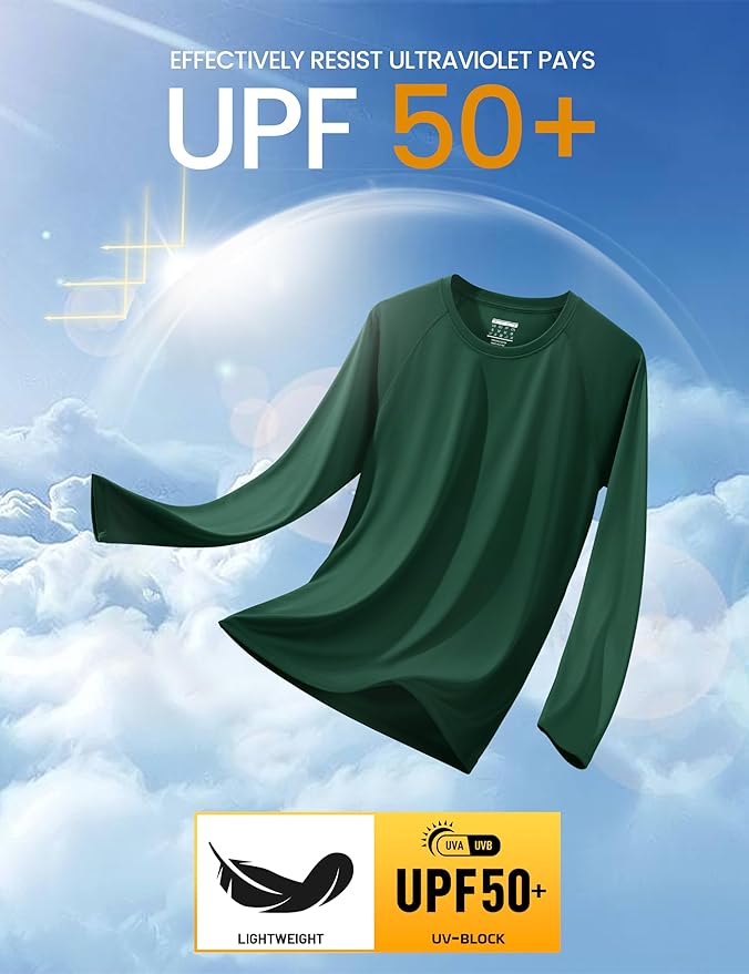 MAGCOMSEN Men's Long Sleeve Shirts UPF 50+ UV Sun Protection Athletic Shirts for Hiking Running Workout Rash Guard