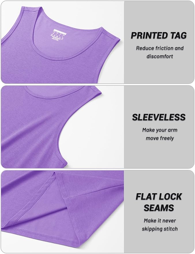 Cotrasen Men's Tank Top UPF 50+ Sleeveless Shirt Cotton Moisture Wicking Casual Gym Workout Shirts Cooling Muscle Tee Shirt