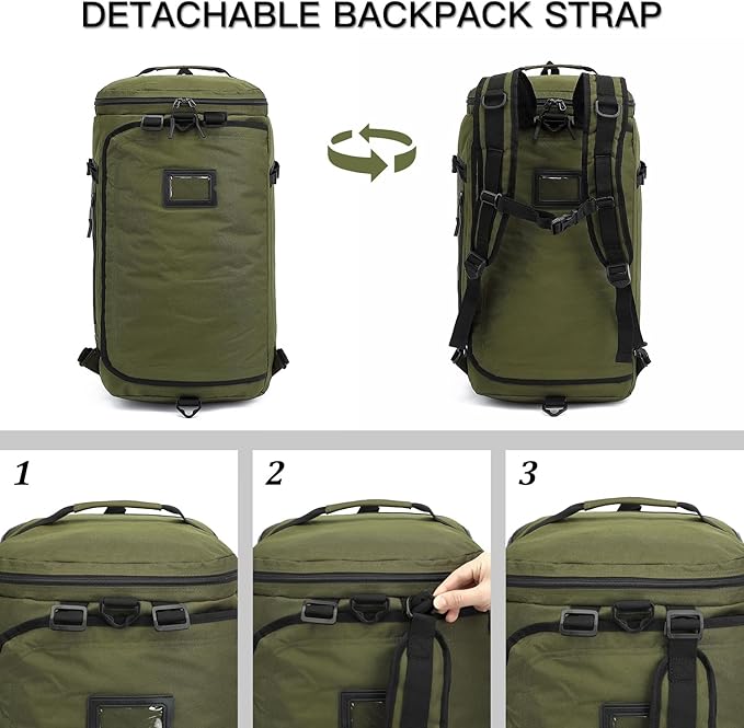 Large Travel Duffle Bag Backpack for Men Women 70L Big Sports Gym Bag with Shoe Compartment Heavy Duty Duffel Bags with Padded Straps for Weekend Overnight Camping, Green