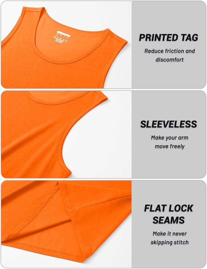 Cotrasen Men's Tank Top UPF 50+ Sleeveless Shirt Cotton Moisture Wicking Casual Gym Workout Shirts Cooling Muscle Tee Shirt