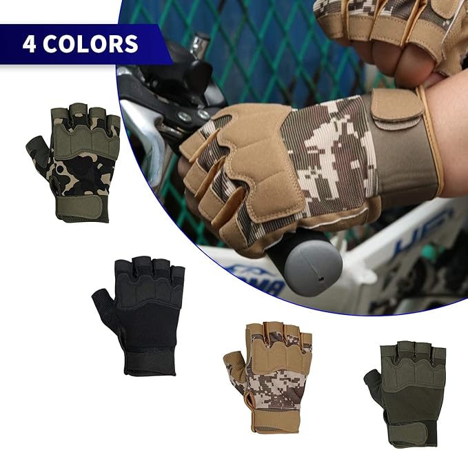 FIORETTO Fingerless Gloves for Airsoft Shooting Half Finger Hunting Hiking Cycling Driving Motorcycle Climbing Work Gloves M210603