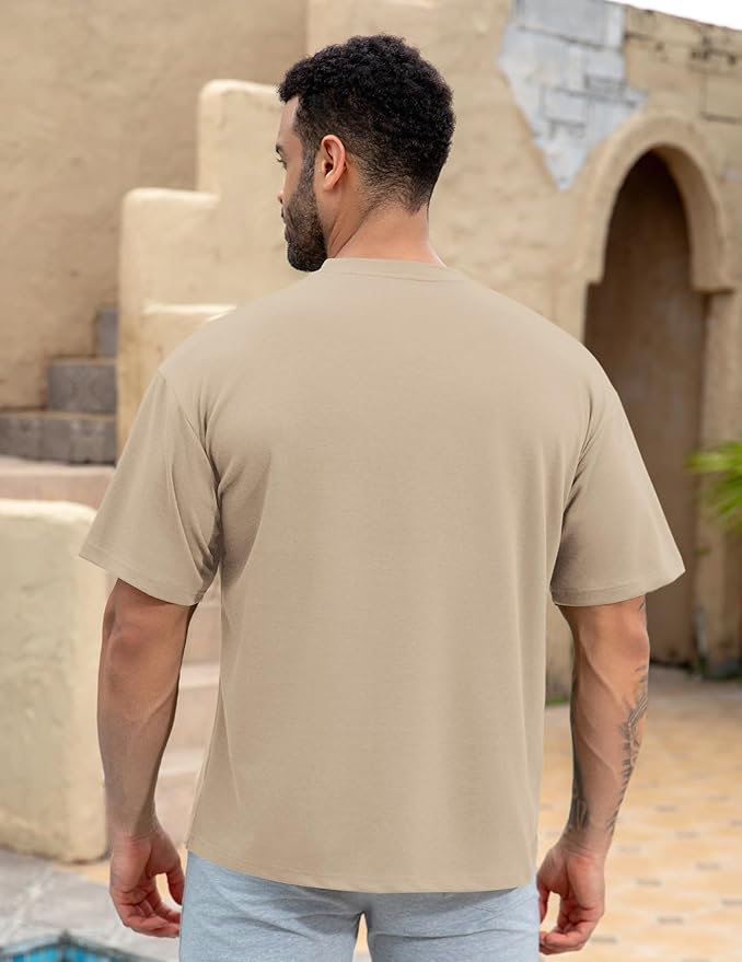 Mens Oversize Short Sleeve T-Shirts Loose Fit Solid Color Lightweight Tee Shirt Athletic Dry Fit Top