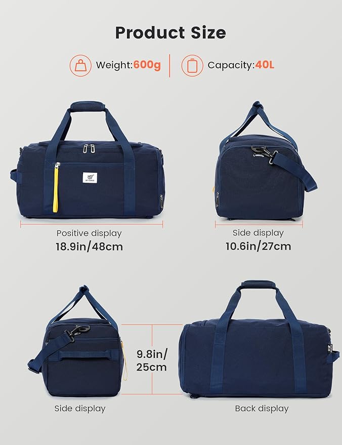 SKYSPER Gym Bag Men Women - 40L Sports Bag Duffle Backpack with Shoe Compartment Wet Pocket for Fitness,Sport,Travel & Workout(Navyblue)