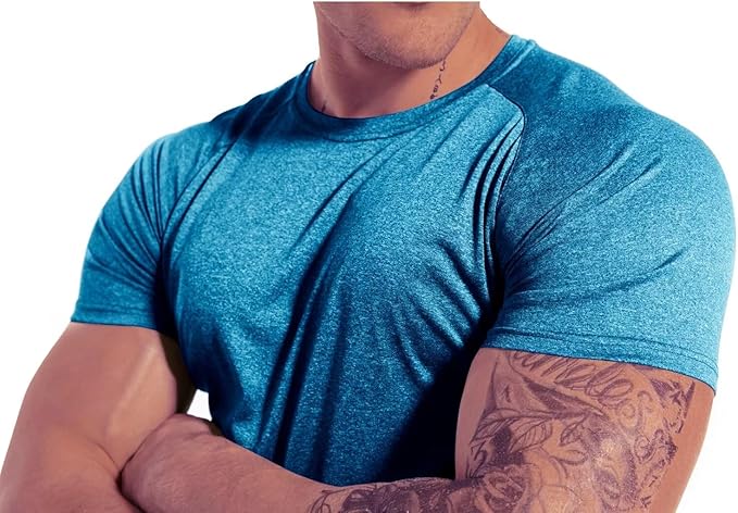 Men's 3pack Dry Fit Workout Gym Short Sleeve T Shirt Moisture Wicking Active Athletic Performance Running Shirts