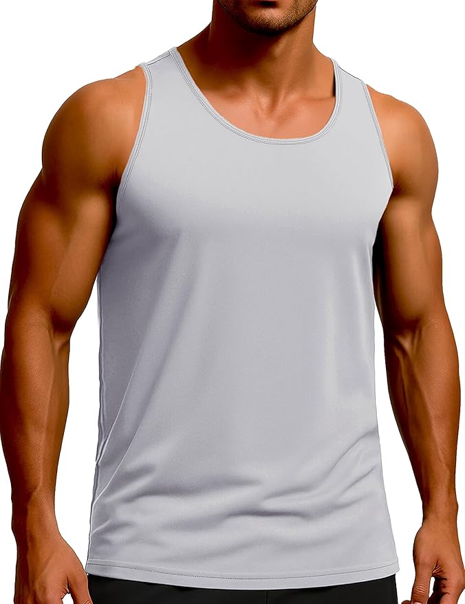 KEFITEVD Men's Workout Tank Tops Sleeveless Quick Dry UPF 80+ Summer Sun Shirts for Running Swim Gym Beach