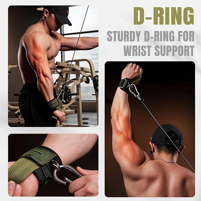 MANUEKLEAR Non-Slip Wrist Straps for Weightlifting Deadlifting, Gym Lifting Straps with D Rings for Cable Machine Workout, 10mm Neoprene Padded Weight lifting Wrist Wraps for Men Women