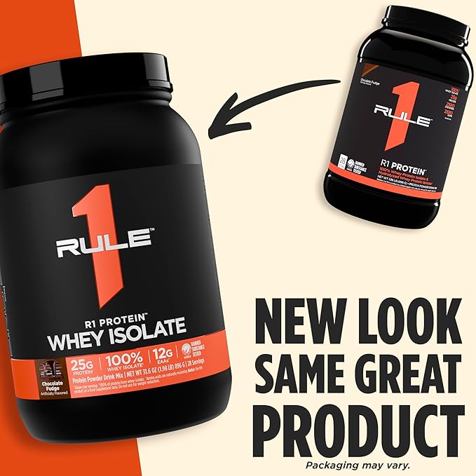 Rule 1 R1 Protein Whey Isolate - with 25g Protein & 6g BCAA Exclusively from Isolated & Hydrolyzed Sources for Workout Recovery (2 Pounds*, Strawberries & Crème)