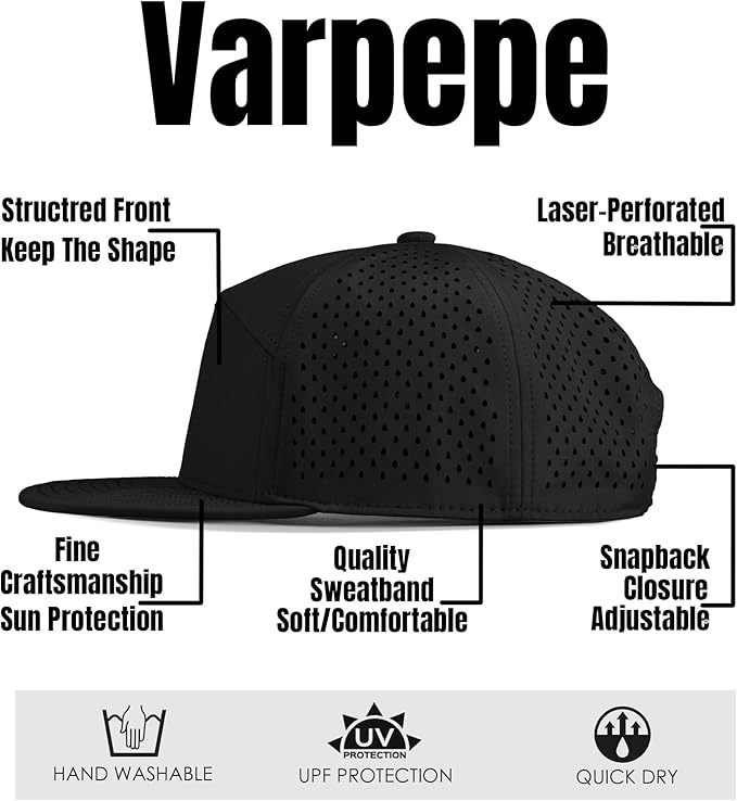 Performance Snapback Hats for Men Women,Flat Bill Cap,Golf,Running,Workout