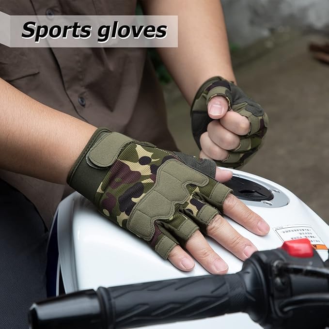 FIORETTO Fingerless Gloves for Airsoft Shooting Half Finger Hunting Hiking Cycling Driving Motorcycle Climbing Work Gloves M210603