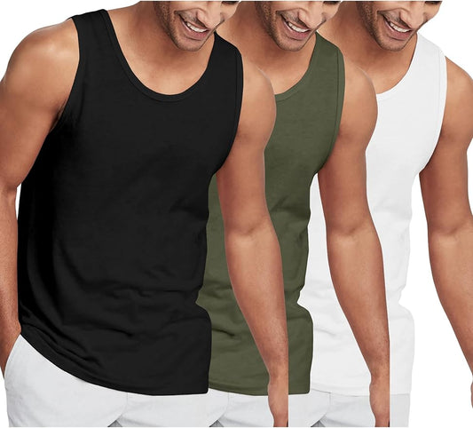 Hat and Beyond Mens Tank Top Soft Performance Boxing Gym Shirts Plain Muscle Tee