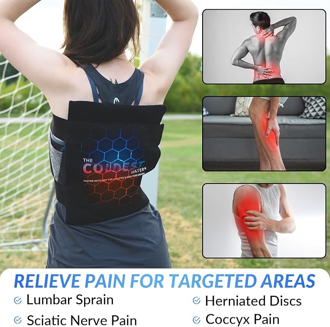 Coldest Ice Pack for Back Pain Relief - All Body Multipurpose Ice Pack for Lower Back Pain, Swelling, Bruises, Surgery, Cramps - Hot & Cold Therapy - Reusable & Adjustable Gel (Large)