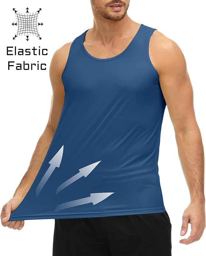 MAGCOMSEN Men's UPF 50+ Tank Top Quick Dry Summer Workout Muscle Sleeveless Shirts for Swim Beach Bodybuilding