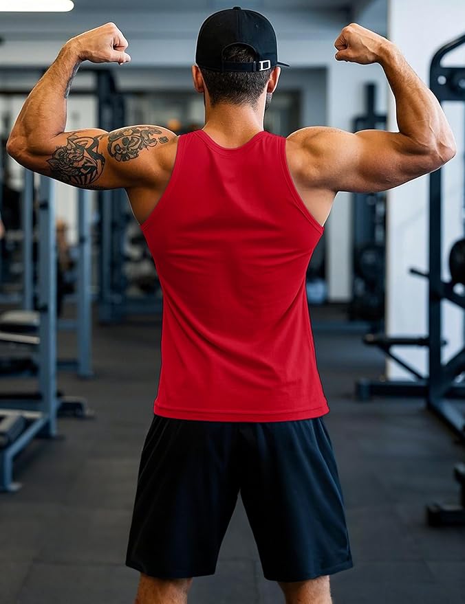 MAGCOMSEN Mens Workout Tank Tops Undershirt Cotton Muscle Athletic Sleeveless Shirts for Gym