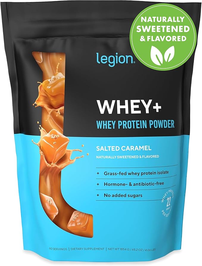 LEGION Whey+ Protein whey Isolate from Grass Fed Cows - Whey Protein Isolate Powder Low Calorie, Non-GMO, Sugar Free, Lactose and Gluten Free, All Natural Protein Powder for Men & Women (60 Servings)