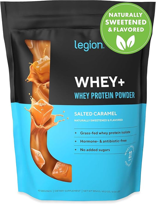 LEGION Whey+ Protein whey Isolate from Grass Fed Cows - Whey Protein Isolate Powder Low Calorie, Non-GMO, Sugar Free, Lactose and Gluten Free, All Natural Protein Powder for Men & Women (60 Servings)