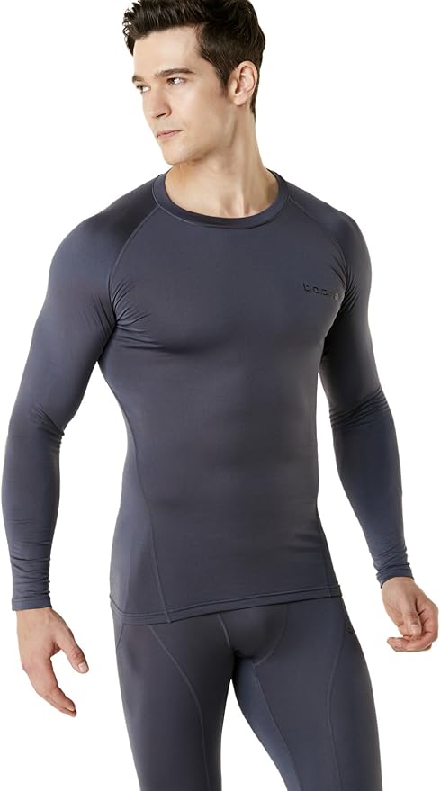 TSLA Men's Thermal Long Sleeve Compression Shirts, Athletic Base Layer Top, Winter Gear Running T-Shirt