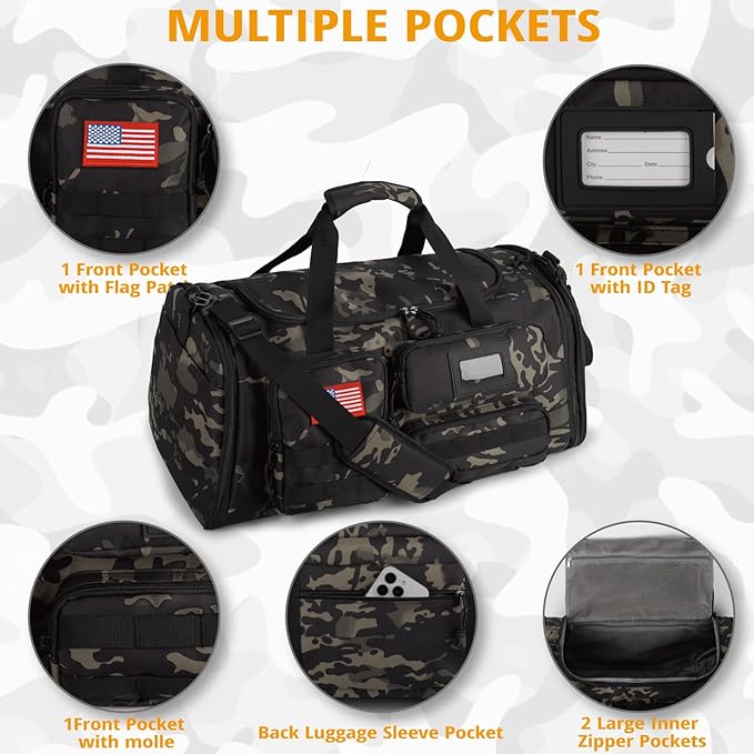 Expandable Gym Bag For Men,Tactical Large 3 in 1 Sports Duffle Bag With Shoes Compartment,Water Resistant Sports Gym Tote Bags Multi-functional Weekend Travel Backpack Overnight Bag