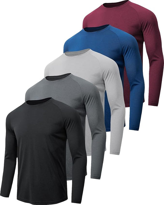 MLYENX 7 Pack Long Sleeve Shirts for Men UPF 50+ UV Sun Protection Quick Dry Moisture Wicking Workout Tee Shirts