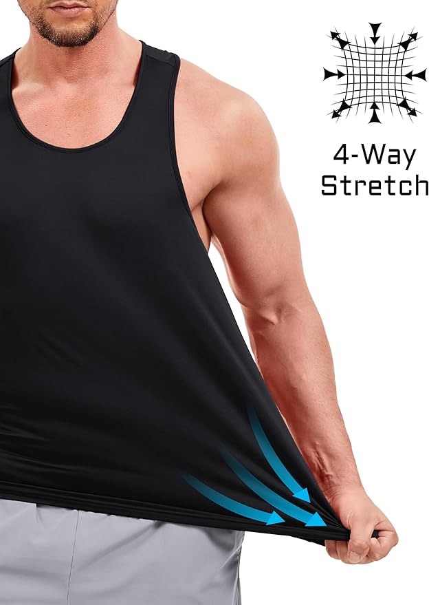TACVASEN Mens Workout Tank Top UPF 80+ Y-Back Muscle Shirts Quick Dry Sleeveless Tee Shirt for Swim Beach Gym Athletic