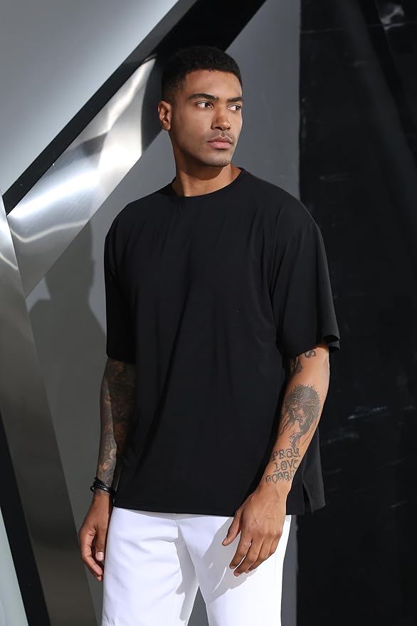 Men's Oversized Workout T-Shirts Lightweight Quick Dry Short Sleeve Tshirts Crew Neck Loose Fit Athletic Tops