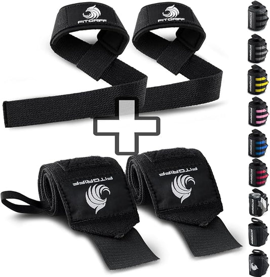 Fitgriff® Lifting Straps & Wrist Wraps (Bundle) Superior Support for Weightlifting & Gym Workouts - for Men and Women