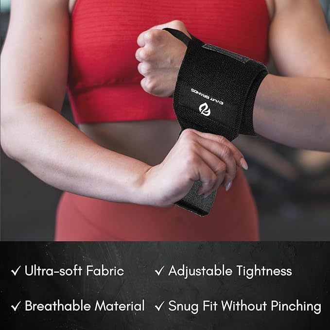 EVMT Premium Weightlifting Wrist Wraps 18in. Durable Straps for Weightlifting, Enhanced Wrist Support. Ideal Lifting Straps for Strength Training.