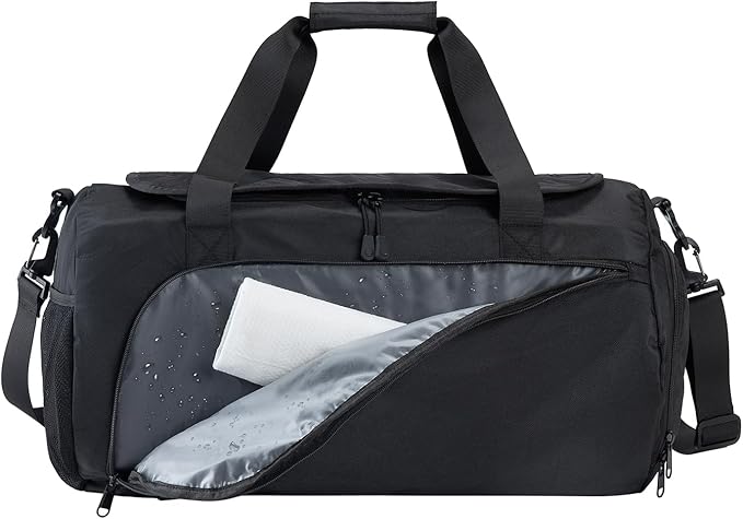 Gym Bag for Men Women With Shoe Compartment & Wet PocketWater Resistant Sports Gym Bag 、shoulder bag、messenger bag Carry On Duffel Bag forWeekend Overnight Traveling (black)