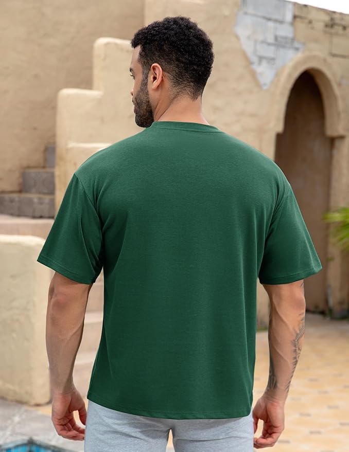 Mens Oversize Short Sleeve T-Shirts Loose Fit Solid Color Lightweight Tee Shirt Athletic Dry Fit Top