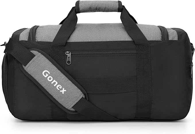 Gonex Gym Duffel Bag with Shoe Compartment Wet Pocket, Large Capacity Sports Duffle Bag for Men Women, Workout & Travel Bag with Multiple Pockets, Black/Gray, Small (30L)
