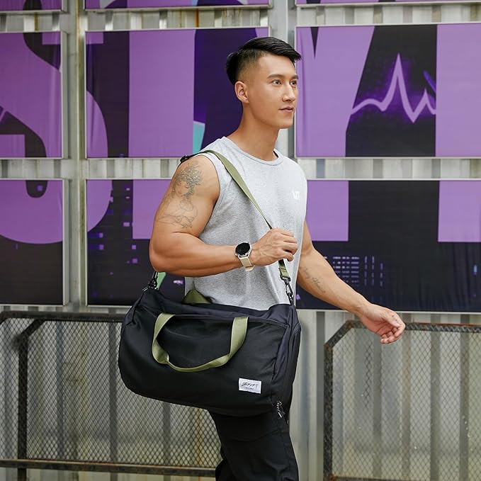 BE SMART Waterproof Mens Gym Bag with Shoe Compartment, Duffle Bags with Wet Pocket for Men, Lightweight Large Sport Duffel Option for Overnight Weekender, Fitness, Swim, Boxing,Travel